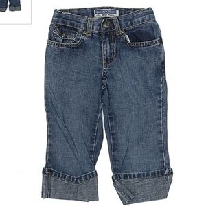 Old Navy Cuffed Pedal Pushers Jeans Capris Girl's Size 5 Slim Casual Embroidered